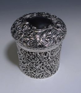 Antique Silver Victorian Dressing Table Jar made in 1899