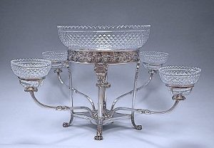 Old Sheffield Silver Plate and Glass Epergne Centrepiece made in c.1810 for Scawby Hall, Lincolnshire