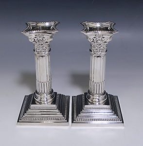 A pair of Antique Silver Edwardian Candlesticks made in 1902