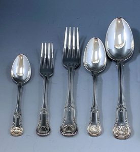 Antique Silver Georgian Hourglass Pattern Cutlery / Flatware Service made in 1812-25