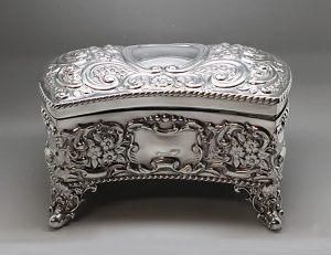 Antique Silver Edwardian Jewellery Box made in 1906