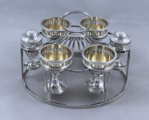 Antique Silver George V Egg Cruet with Peppers made in 1916