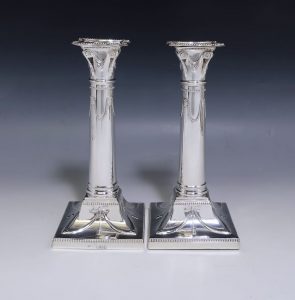 Pair of Antique Silver Edwardian Candlesticks made in 1903
