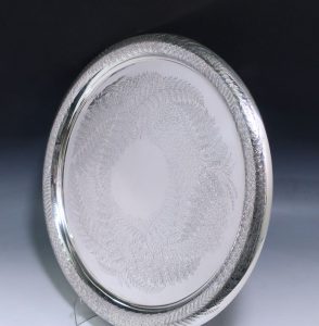Antique Sterling Silver Victorian Tray/ Salver made in 1889