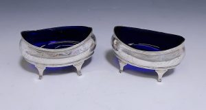 Pair of Antique Silver George III Salt Cellars made in 1800