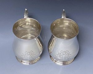 Pair of American Antique Silver Mugs made in c.1855