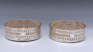 Pair of Antique Silver George III Wine Coasters made in 1806