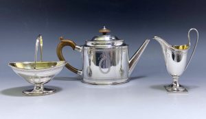 Sterling Silver Elizabeth II 3-piece Tea Service made in 1969